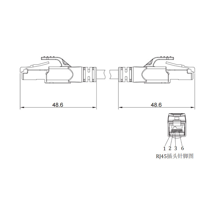 RJ45公頭直型轉RJ45公頭直型、雙端預鑄PVC非柔性電纜、帶屏蔽、黃色護套、0C4208-XXX